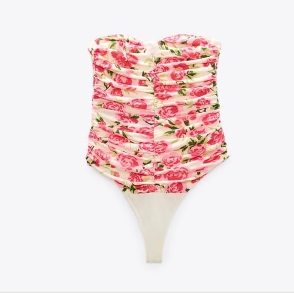 Zara Draped Floral Bodysuit NWT - Picture 3 of 4